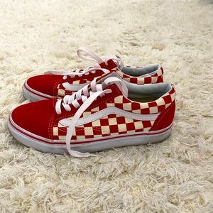 Red and white checkerboard vans